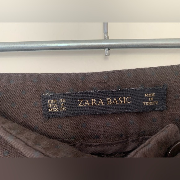 Zara Basic brown trousers with light black spotted pattern - Picture 4 of 9